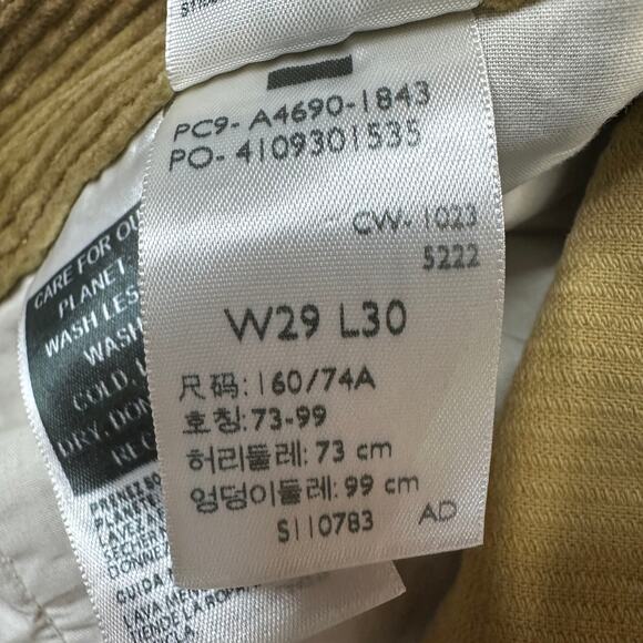 Levi's Corduroy Pants Mens 29x30 Golden Tan Straight Regular Fit 5-Pocket Cotton - Picture 7 of 9